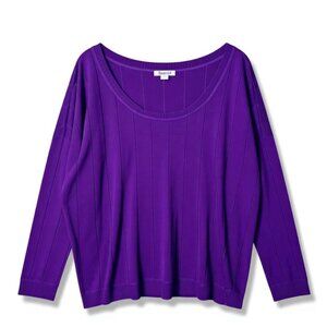 Roaman's Purple Ribbed Knit Sweater 4X Plus Size Scoop Neck Acrylic Pullover